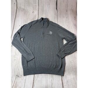 Port Authority Quarter Zip Sweater Mens M Gray Minnesota Vikings NFL Minimalist